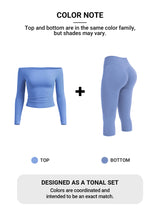 Yeoreo Ease Off-Shoulder Top & Capri Legging 2 Piece Set