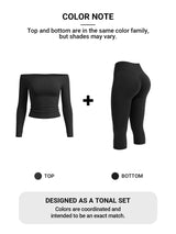 Yeoreo Ease Off-Shoulder Top & Capri Legging 2 Piece Set