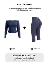 Yeoreo Ease Off-Shoulder Top & Capri Legging 2 Piece Set