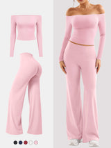 Yeoreo Ease Off-Shoulder Top & Straight Leg Legging 2 Piece Set