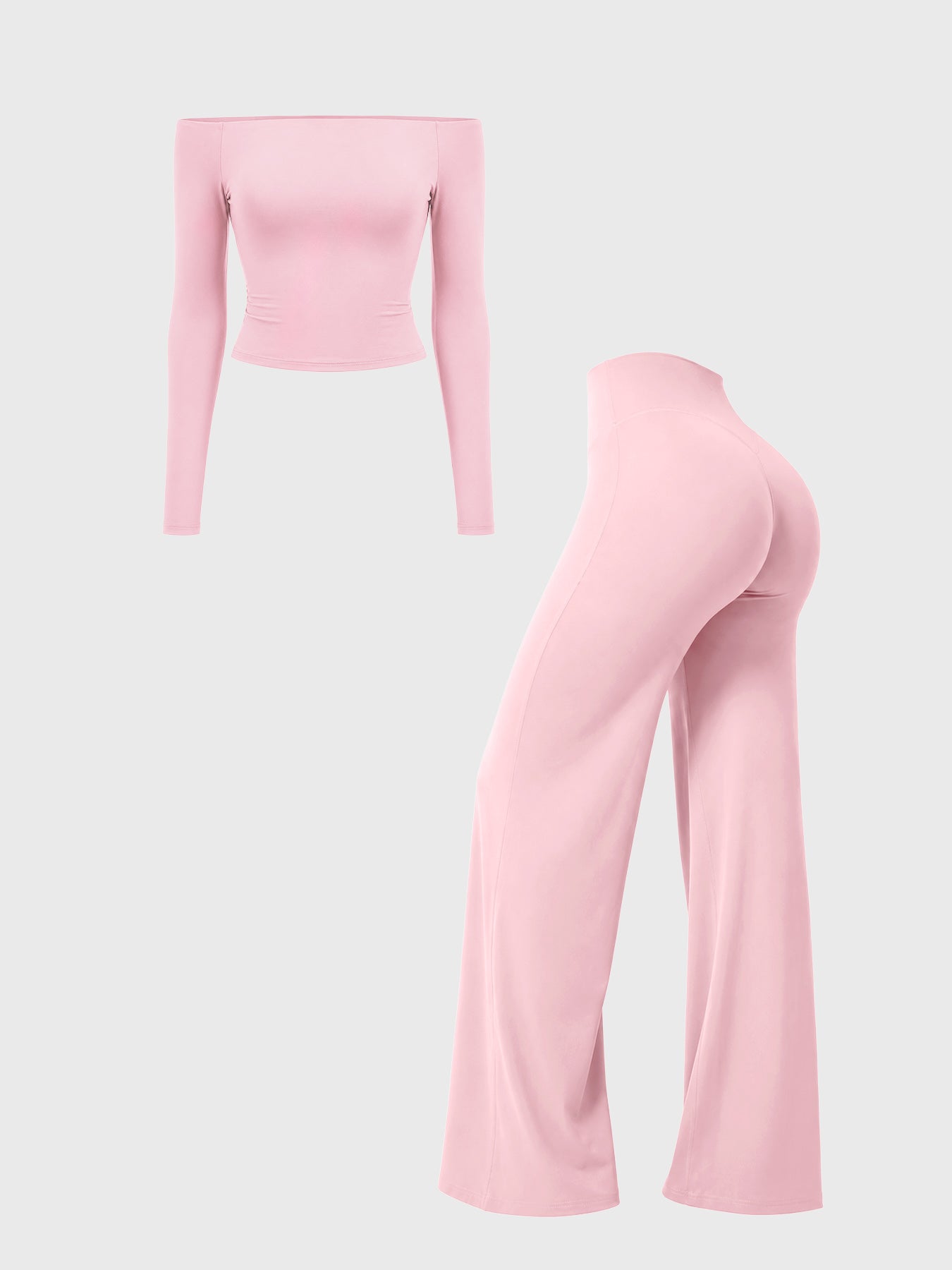 Yeoreo Ease Off-Shoulder Top & Straight Leg Legging 2 Piece Set