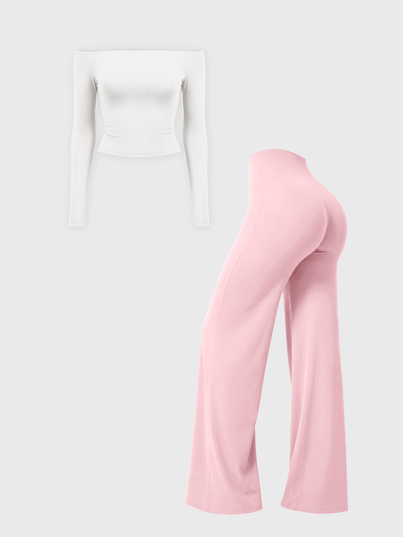 Yeoreo Ease Off-Shoulder Top & Straight Leg Legging 2 Piece Set